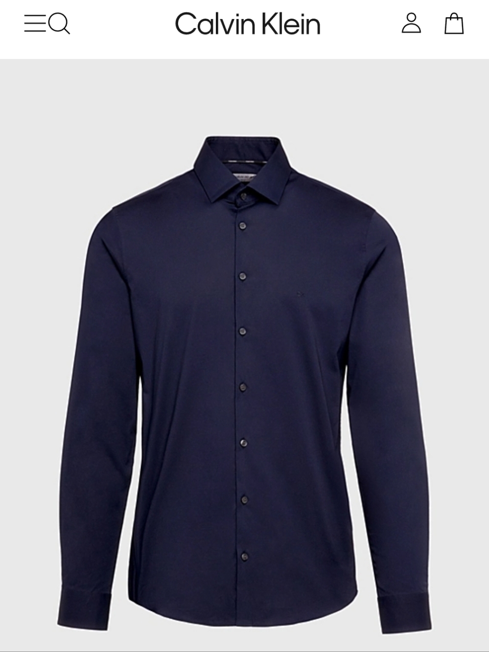 New Calvin Klein Blue Dress Shirt Black Military Stripe Sleeve 100% cotton Sz L